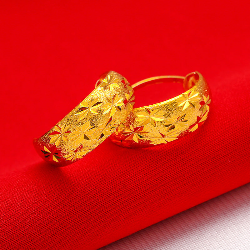 Gold European Sand Old Lady Starry Female Imitation Plated Round Rings