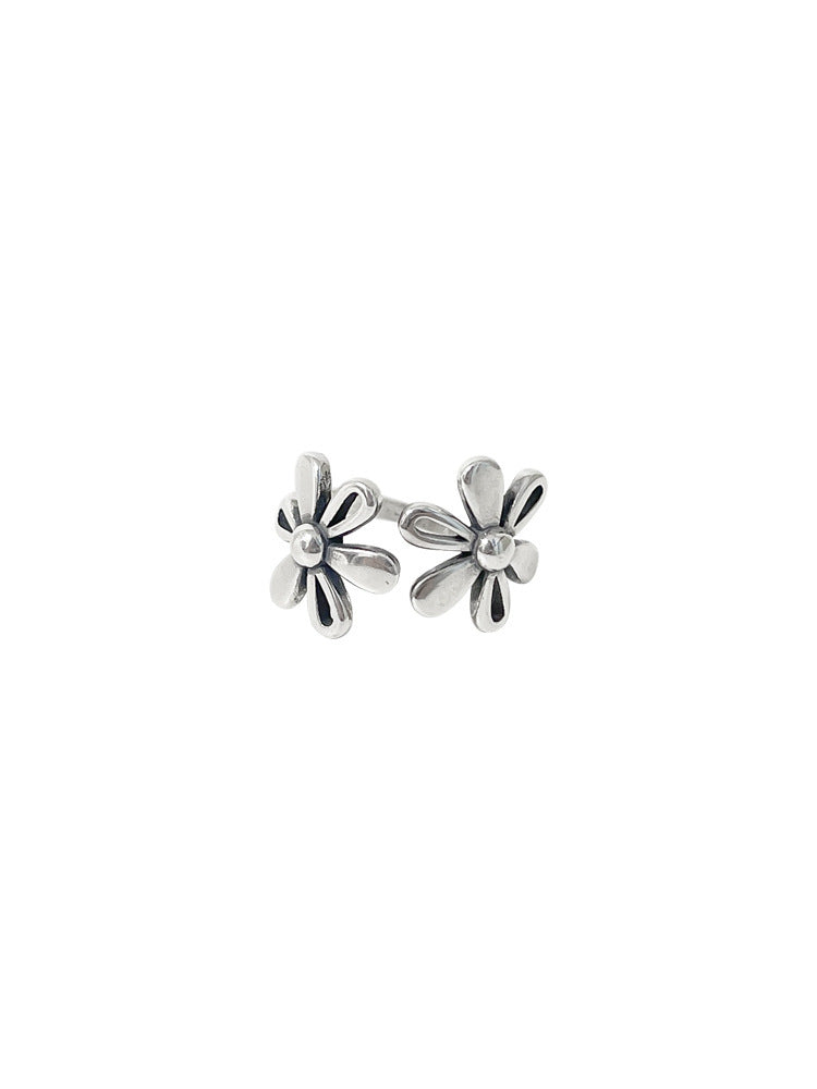 Flowers Female Retro Everyday Fashion Niche Design Open Rings