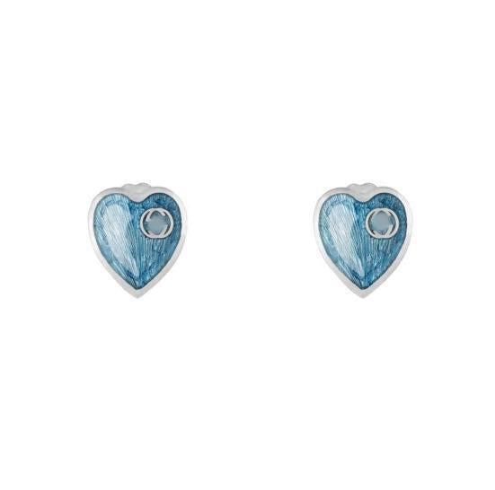 Sterling Sier Heart-shaped Enamel Classic Double Mutual Button Earrings