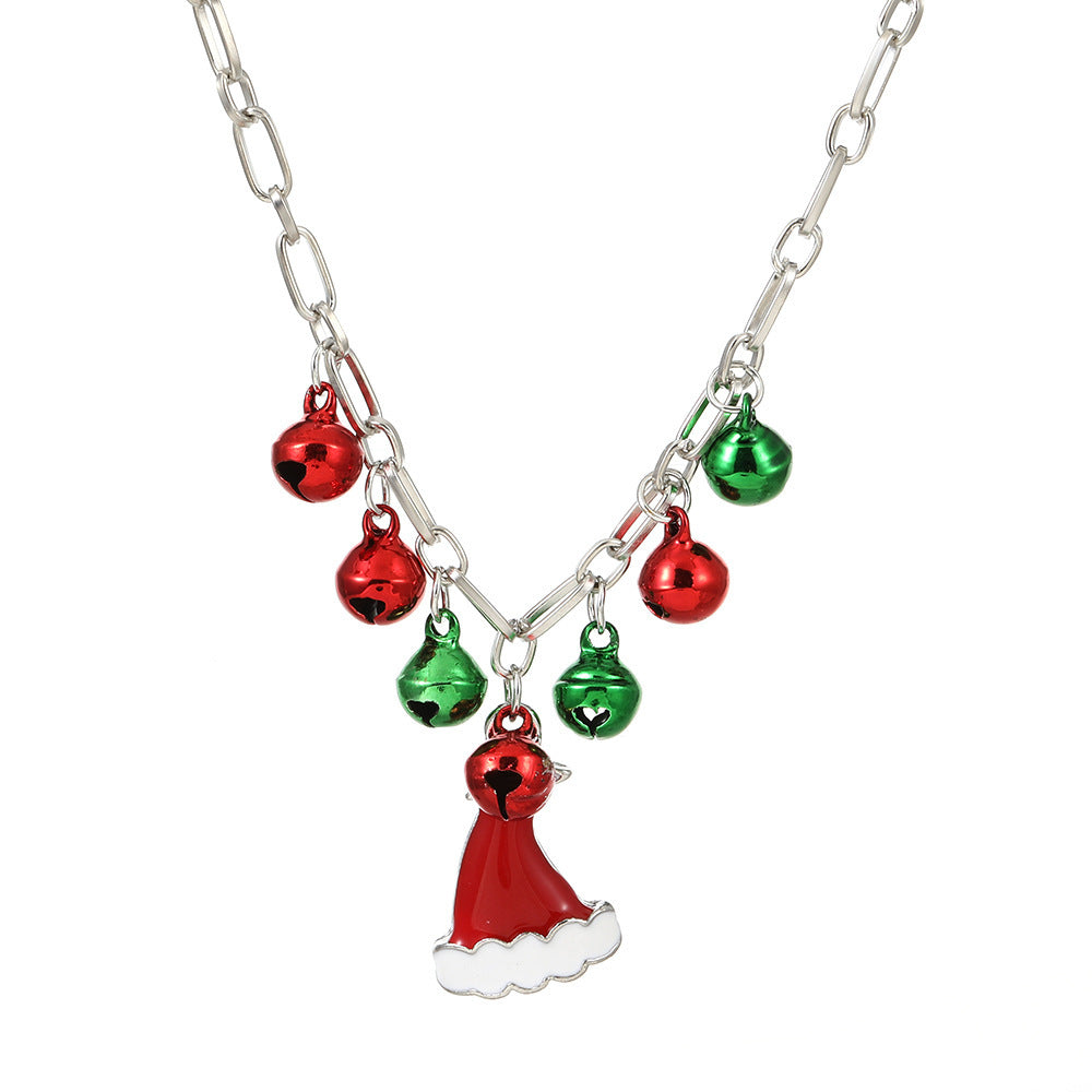 Women's Cartoon Oil Dripping Snowman Bell Clavicle Chain Long Sweater Necklaces