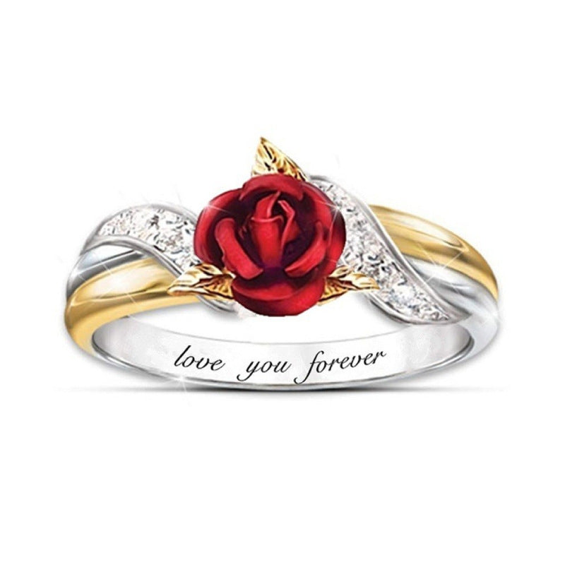 Attractive Comfortable Women's Flower Red Rose Ring