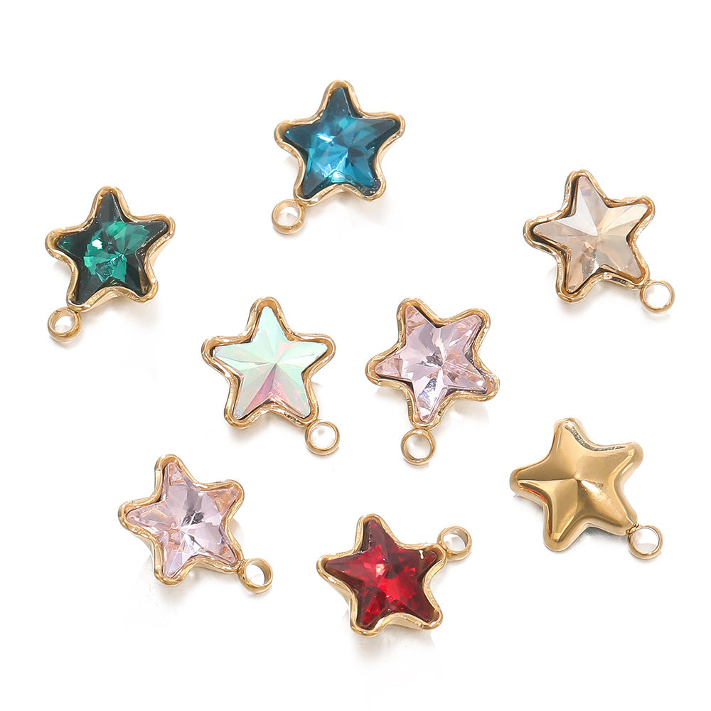 Color Five-pointed Star Retaining Diamond Handmade Pendants