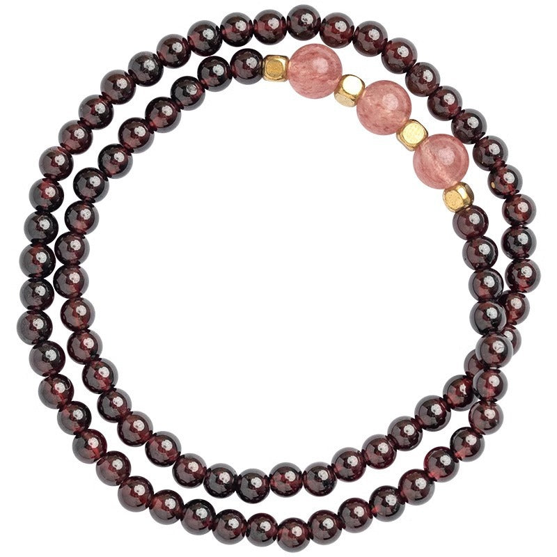 Wine Red Real Garnet Female Strawberry Bracelets