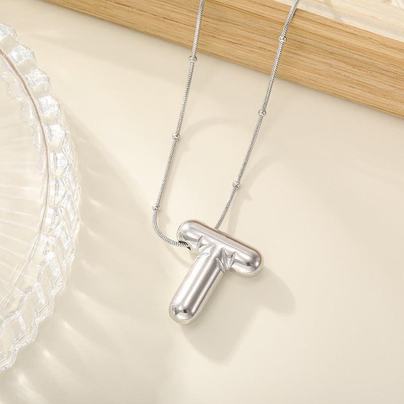 Women's Trendy Bubble Letter Colorfast Titanium Steel Design Pendants