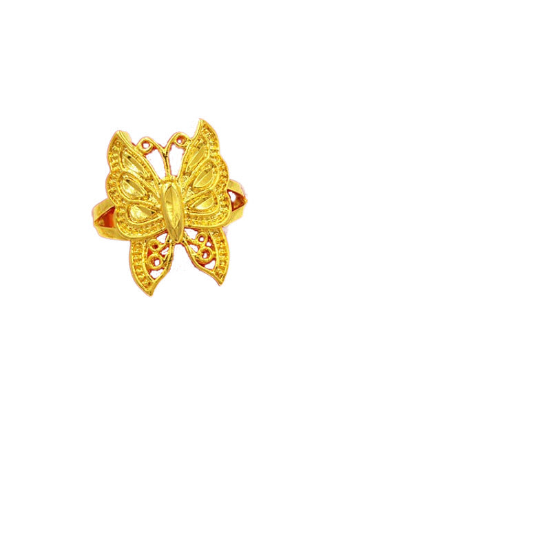 Women's Gold Starry Flower Butterfly Ornament Korean Rings