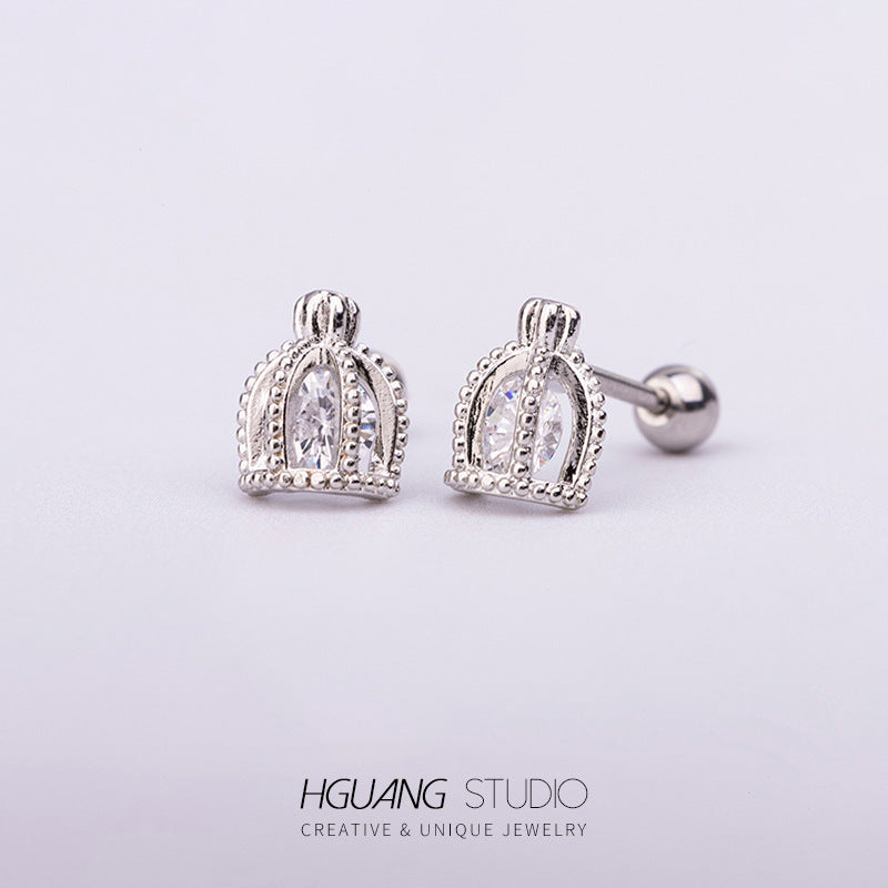 Steel Ear Bone Spider Cross Screw Twist Earrings