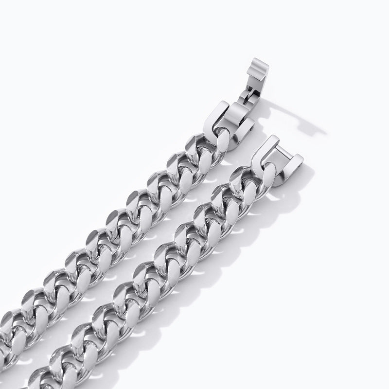 Women's & Men's Fading Cuban Link Chain Hip Hop Versatile Stainless Necklaces