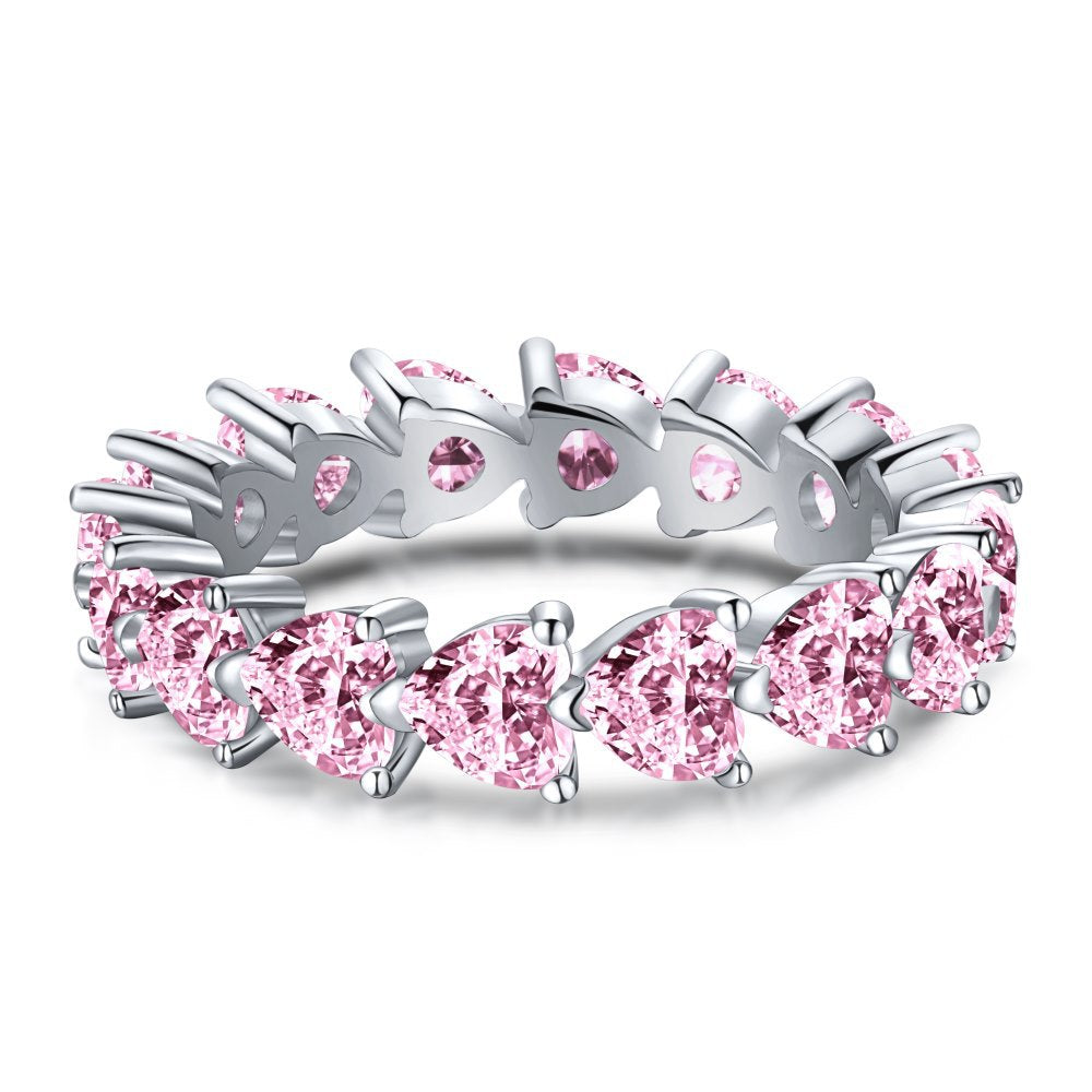 Peach Heart Zircon Gang Drill Light Luxury Colorful Rings
