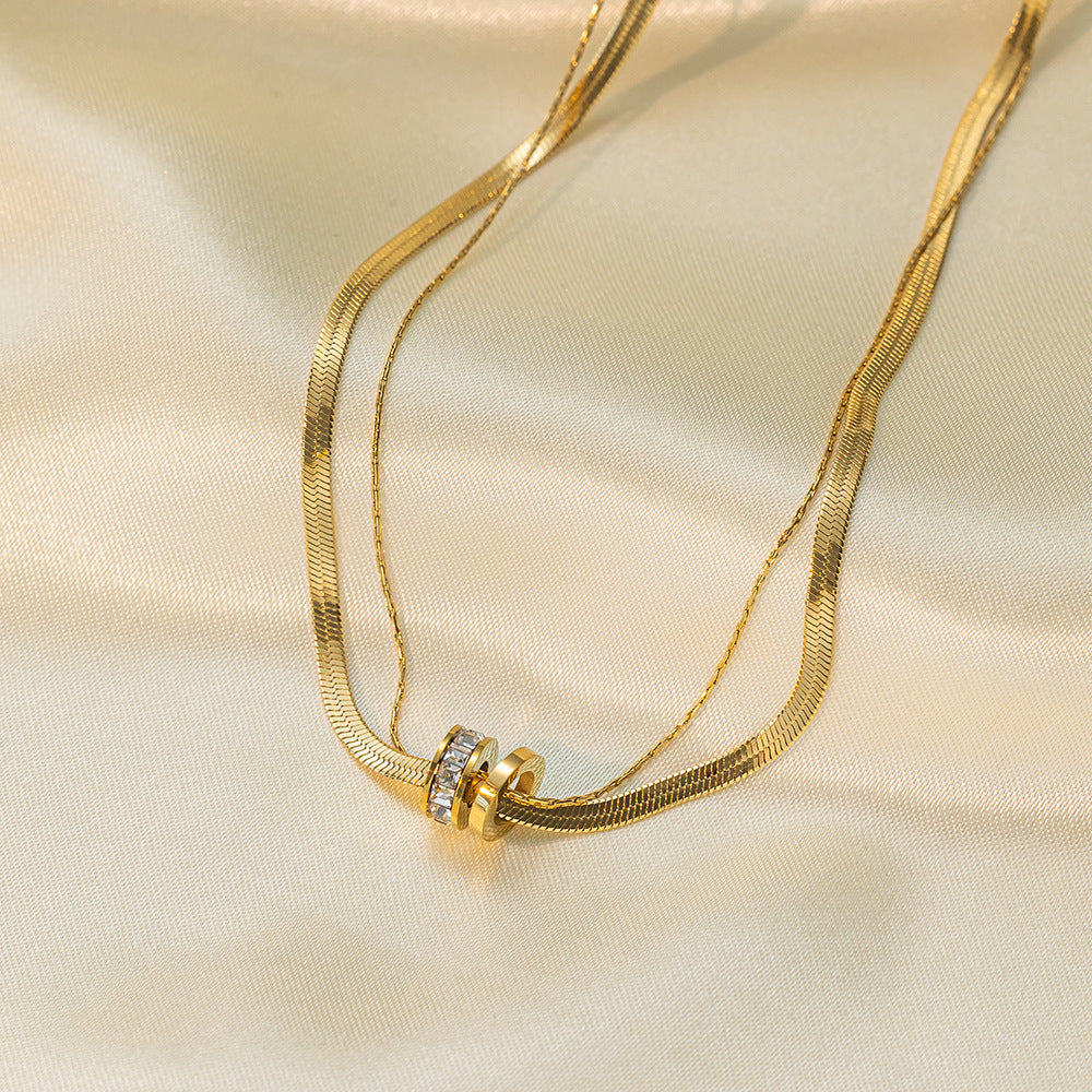 Women's Popular Twin Style Gold-plated Titanium Steel Necklaces