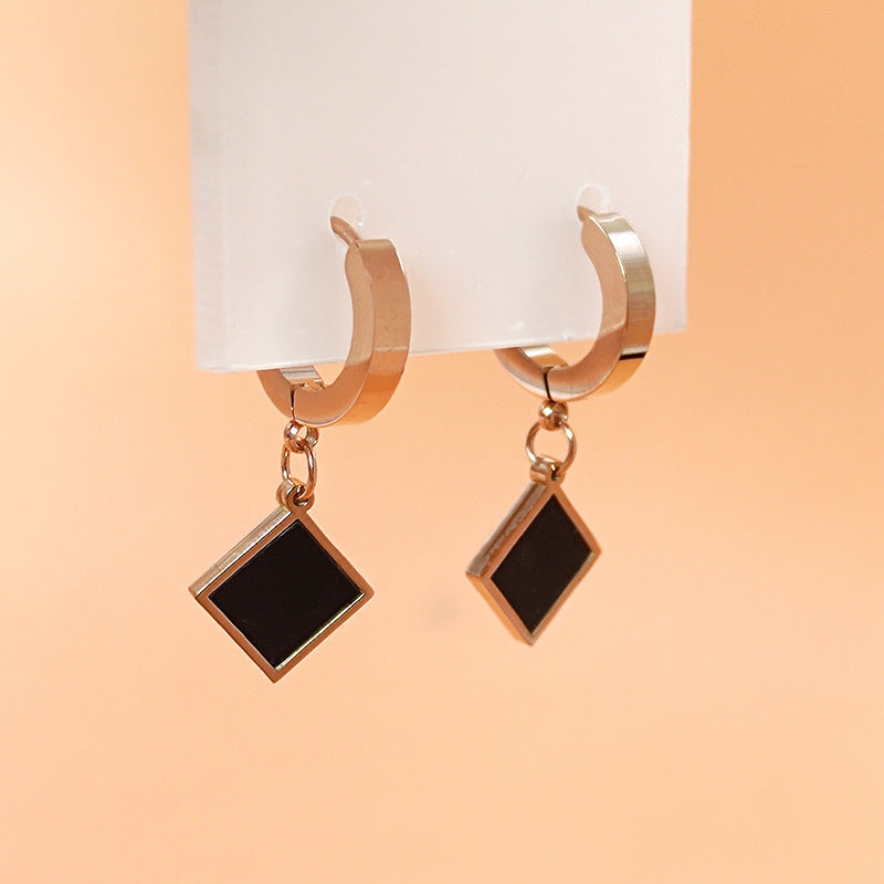 Women's Fashion Rose Gold Titanium Steel No Earrings