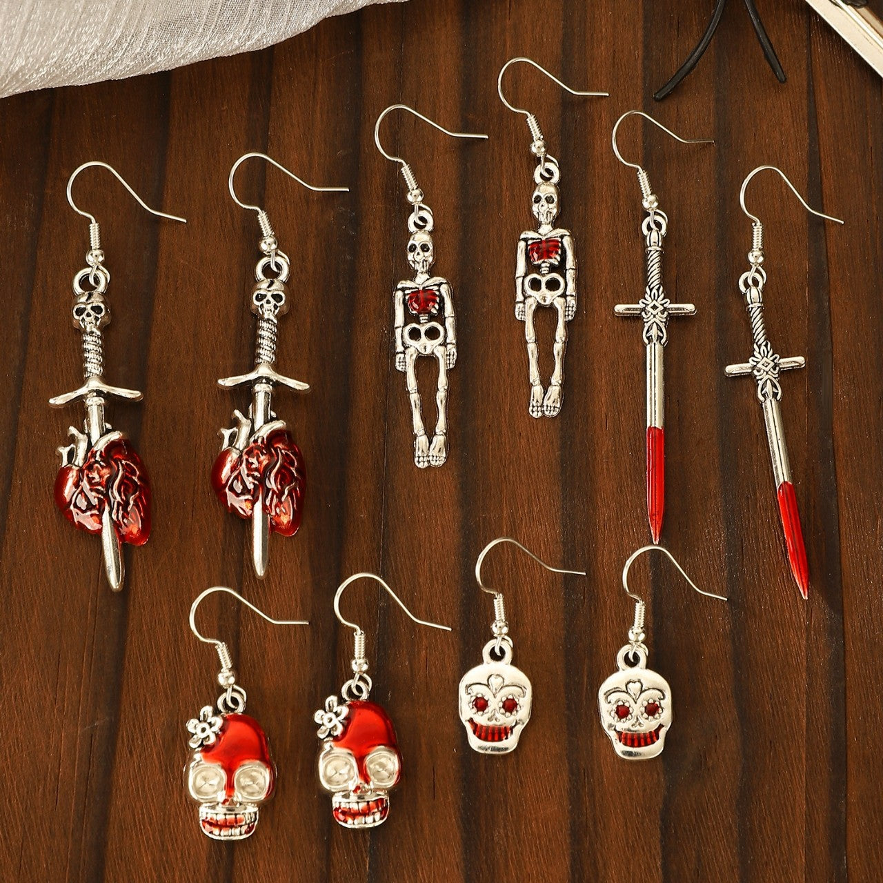Frame Love Cross Heart Female Halloween Earrings