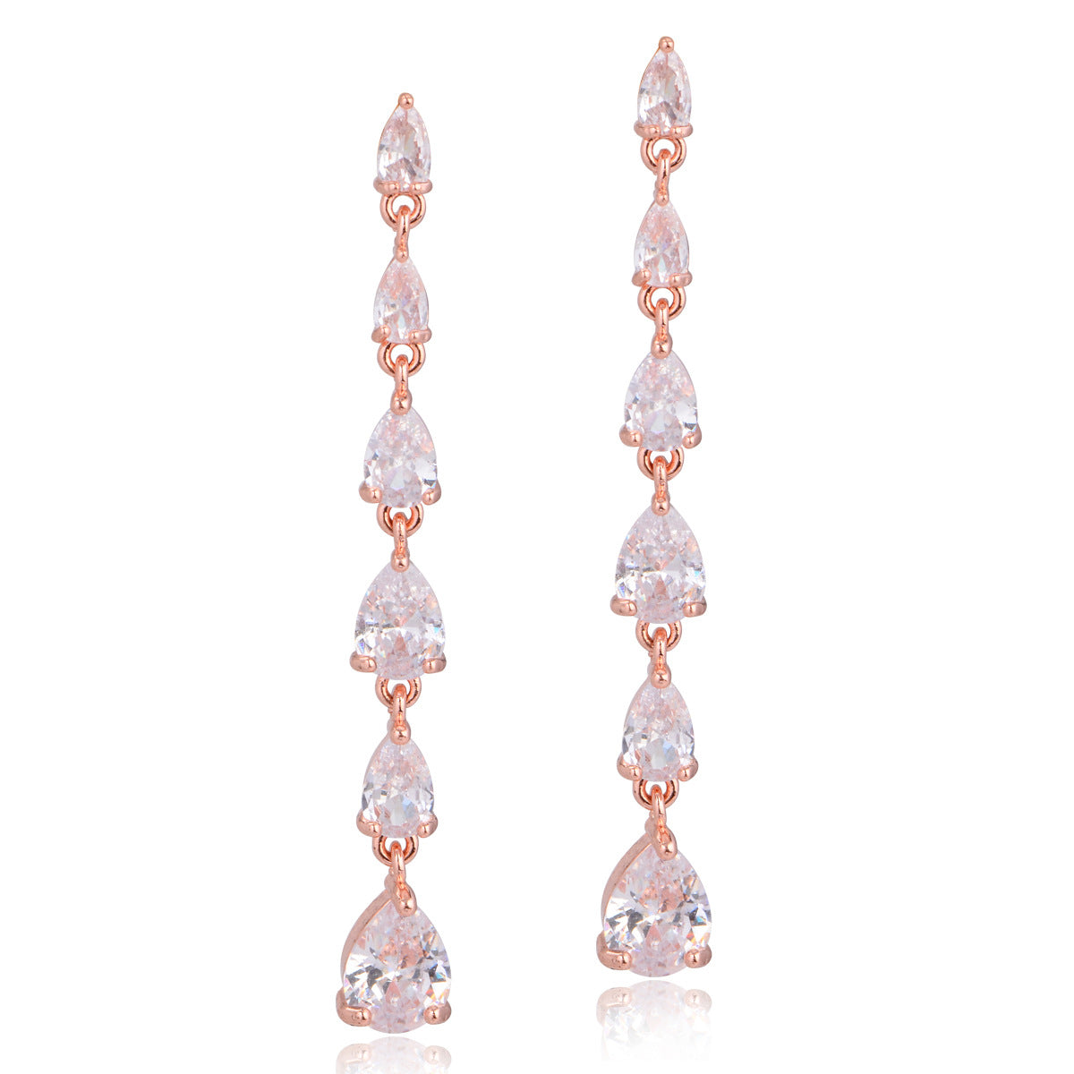 Zircon Water Drop Electroplated Sier Needle Simple Earrings