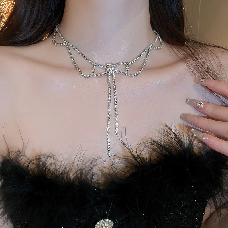 Women's Diamond Water Drop Tassel Light Luxury High-grade Niche Necklaces