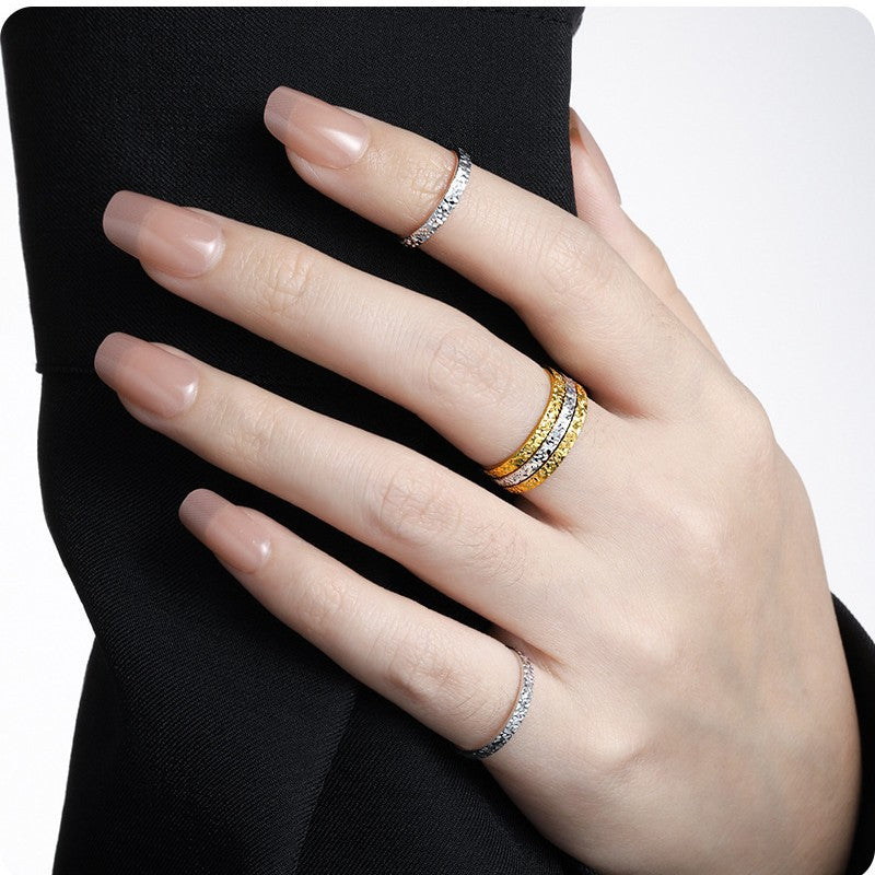 Women's Sterling Sier Broken Sparkling Crystal High-grade Niche Minimalist Ring