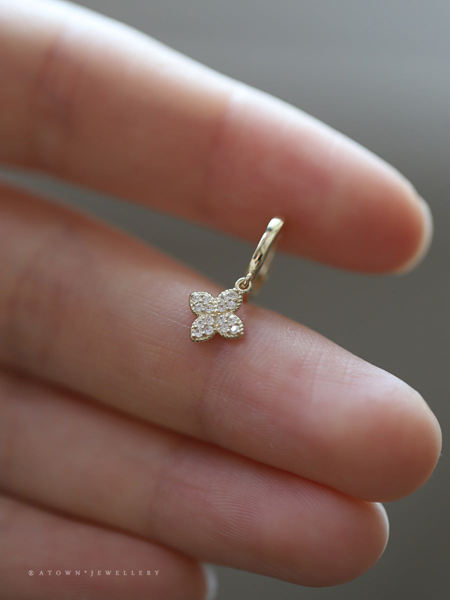 Plated Ear Diamond Cross Flower Exquisite Rings