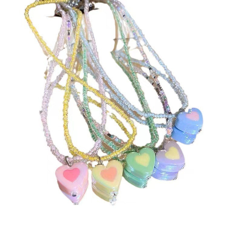 Beaded Love Female Summer Sweet Temperament Necklaces