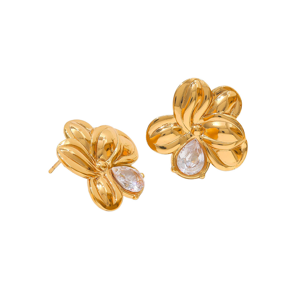 Titanium Steel Pearl High-grade Shell Conch Rhinestone Water Drop Line Earrings