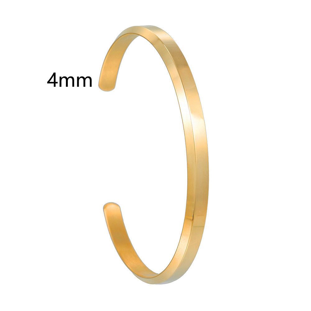 Men's Fashion Simple Titanium Steel Gold Plated Shaped Open Bracelets