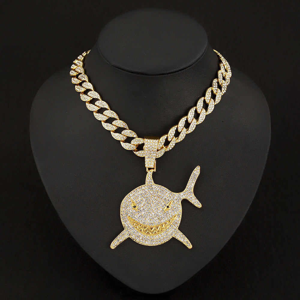 Men's Large Shark Alloy Rhinestone Exaggerated Hip Pendants