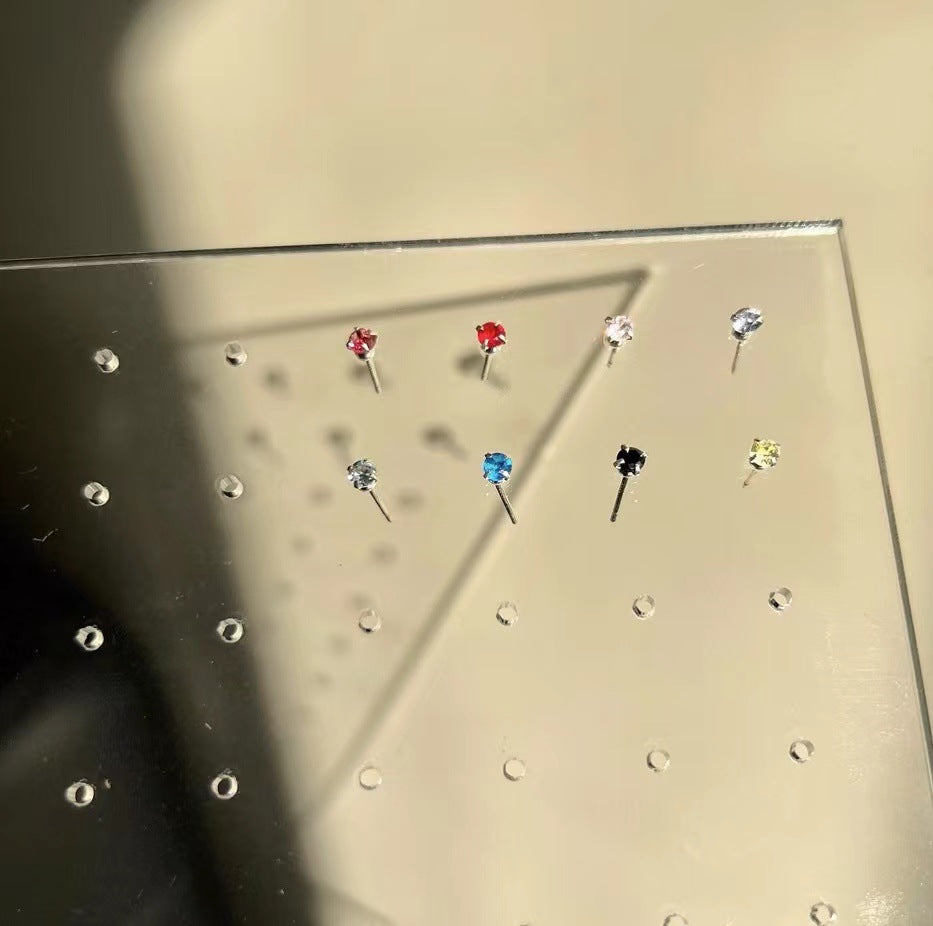 Sterling Sier Zircon Color Ear Bone Earrings