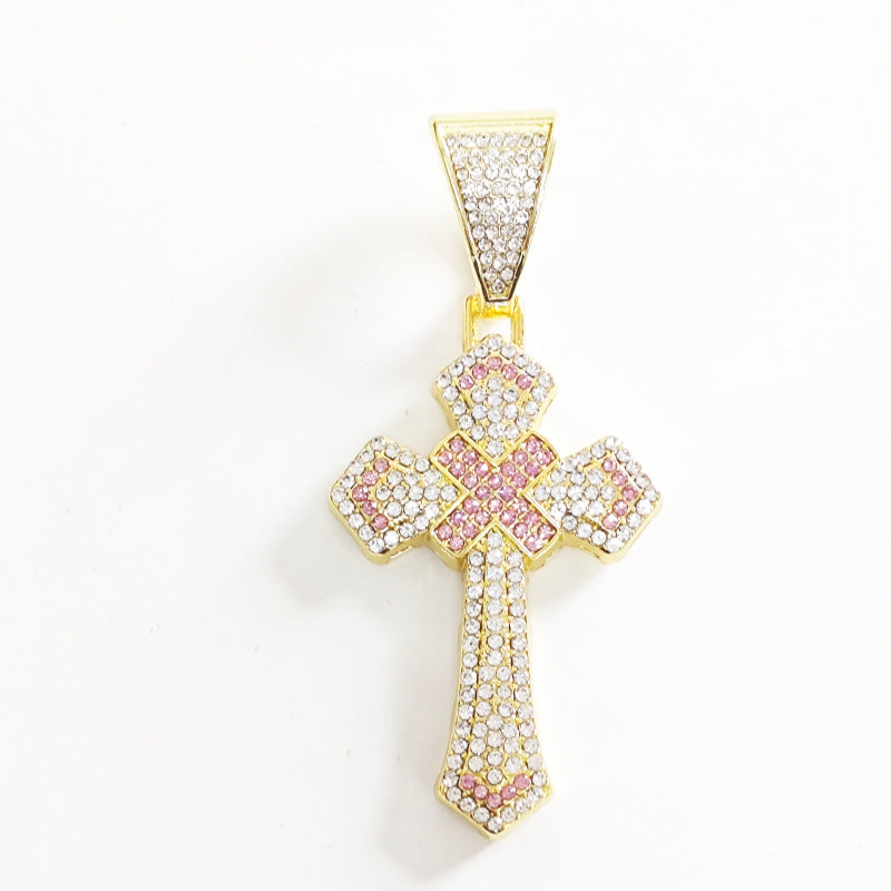 Men's Hop Cross Two-tone Blue Pink Personality Pendants