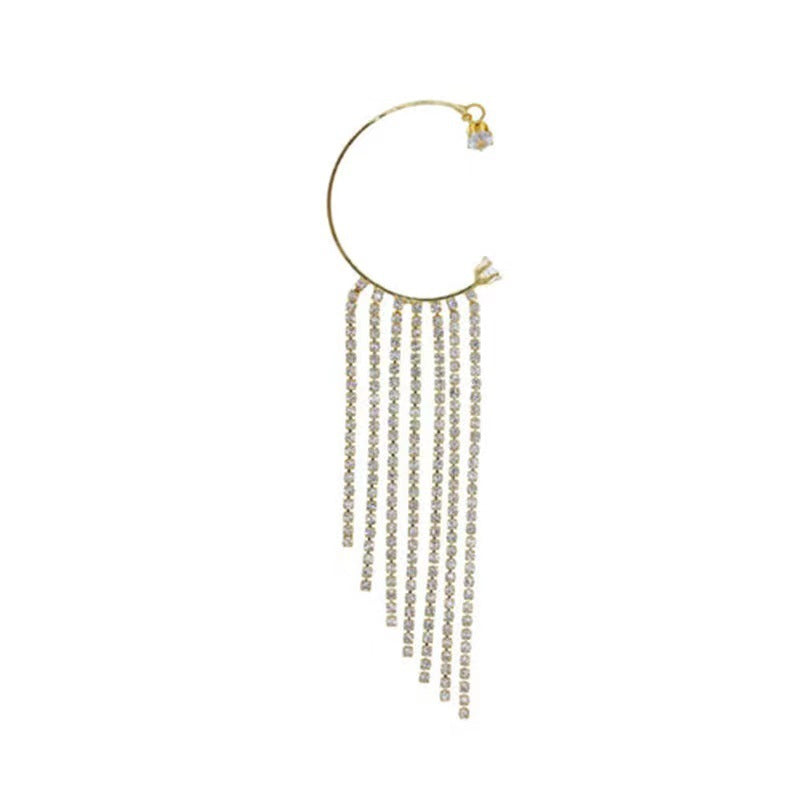Tassel Ear Without Pierced Ears Female Temperament Cold Diamond Stud Earrings
