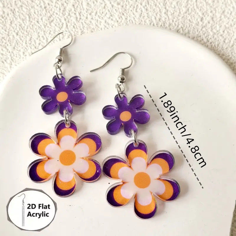Daisy Acrylic Fresh Cute Sweet Flat Creative Earrings