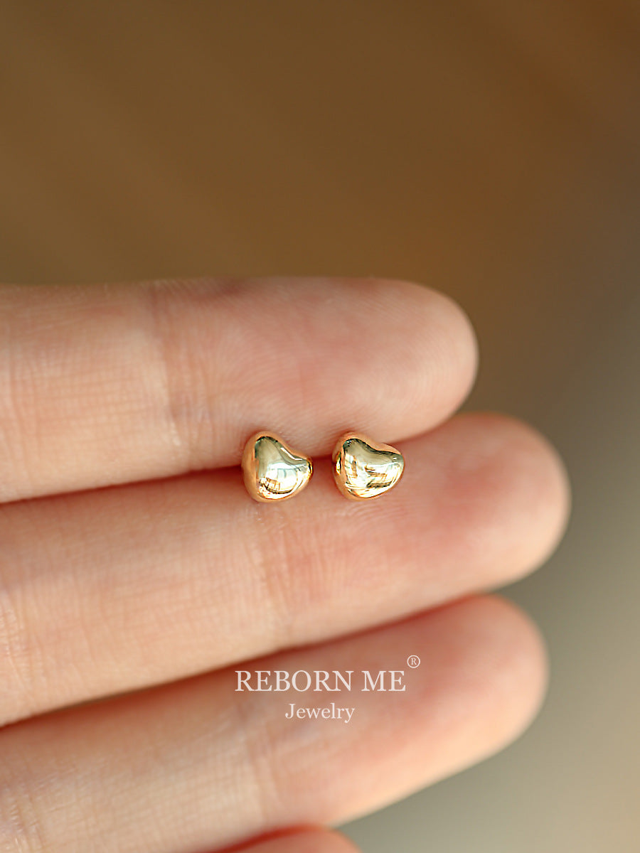 Women's Sier Gold-plated Heart-shaped Three-dimensional For Compact Temperamental Earrings
