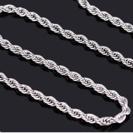 Men's Long Korean Hemp Flowers Chain Sier Necklaces