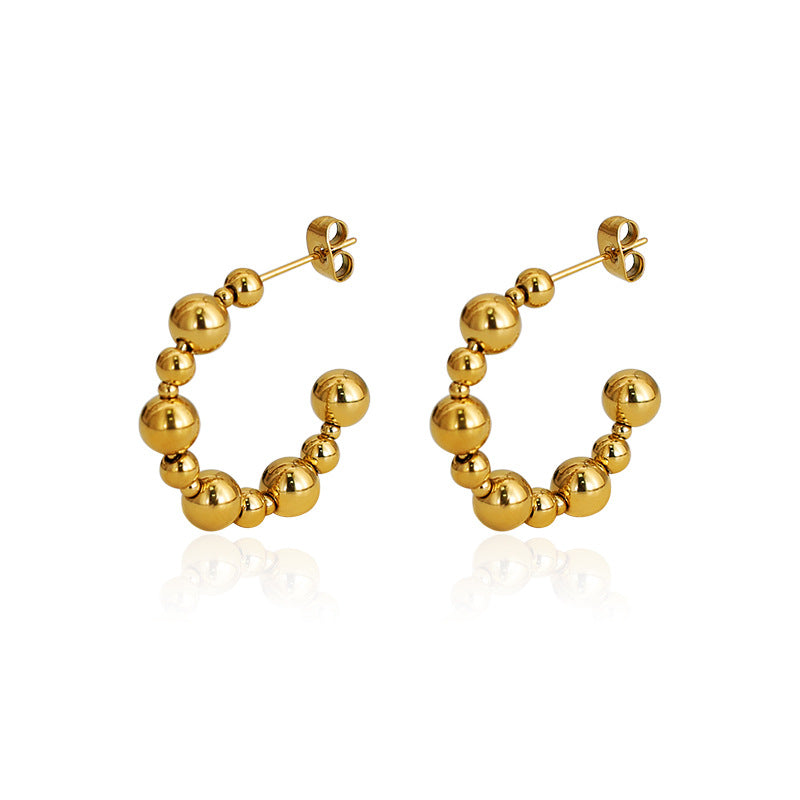 Bead Ear Stainless Steel Small Golden Rings