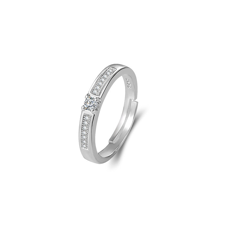 Korean Style Rhinestone Zircon Couple Female Fashion Personality Rings