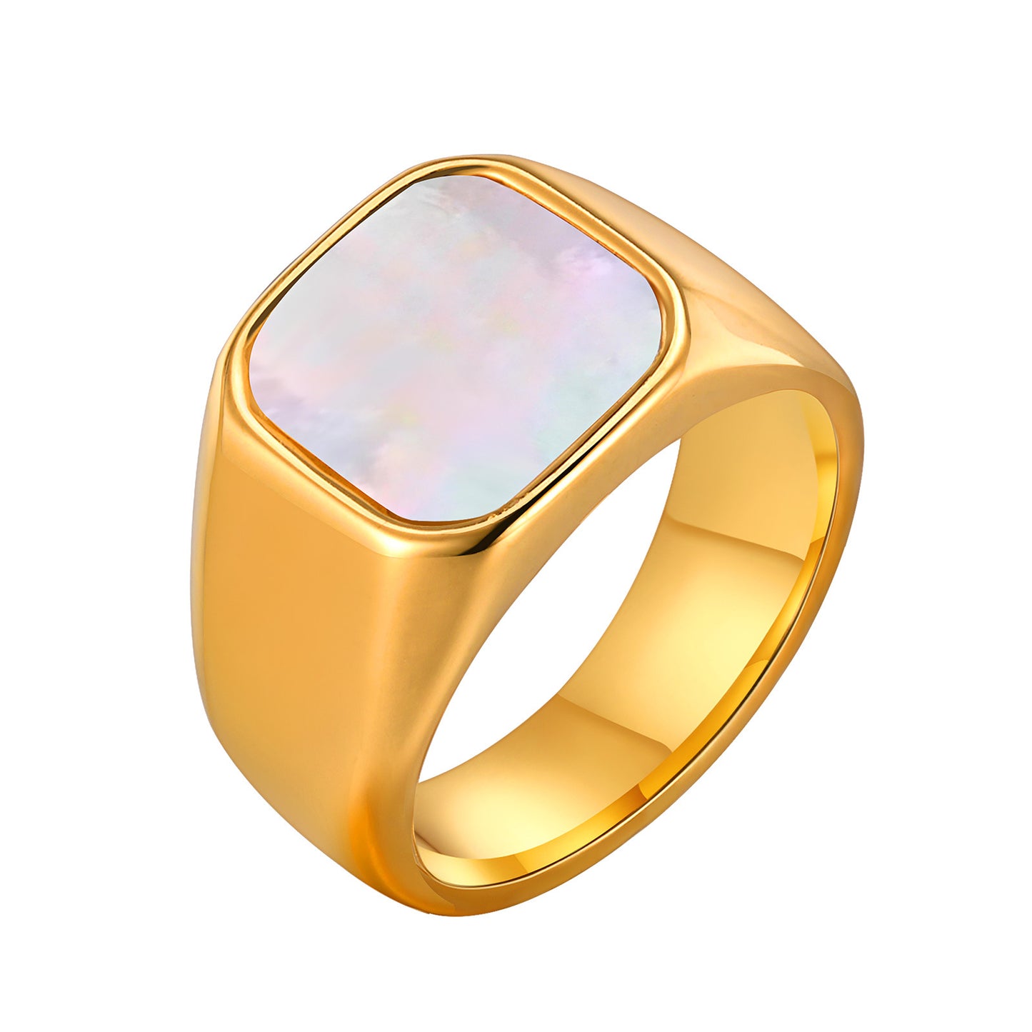 Women's Ornament Stainless Steel Shell Surface Glossy Square Rings