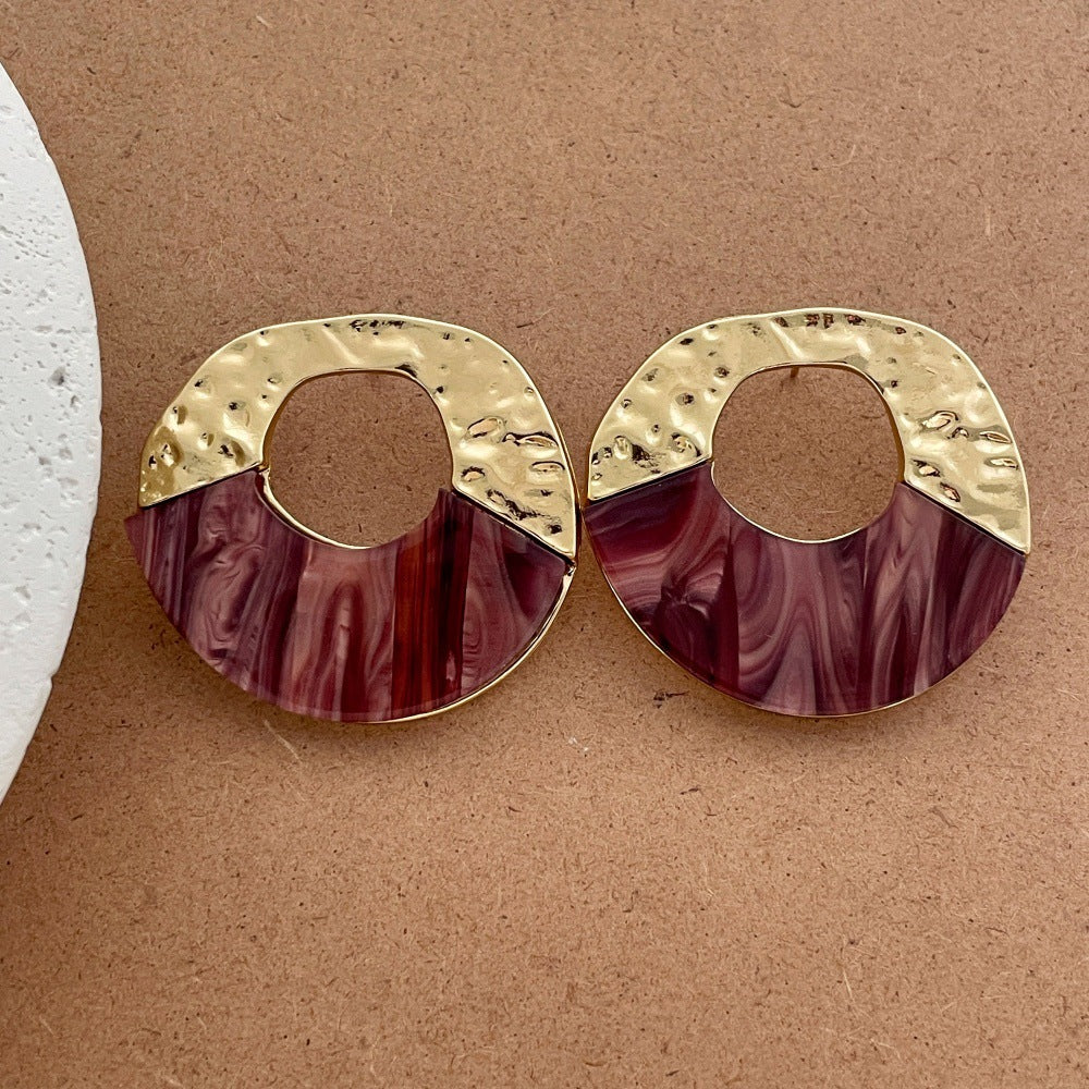 Women's Stitching Round For Niche Design High-key Dignified Ear Earrings