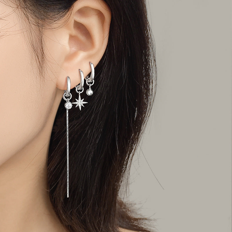 Women's Beads Asymmetric Stars Long Korean Style Niche Rice Earrings