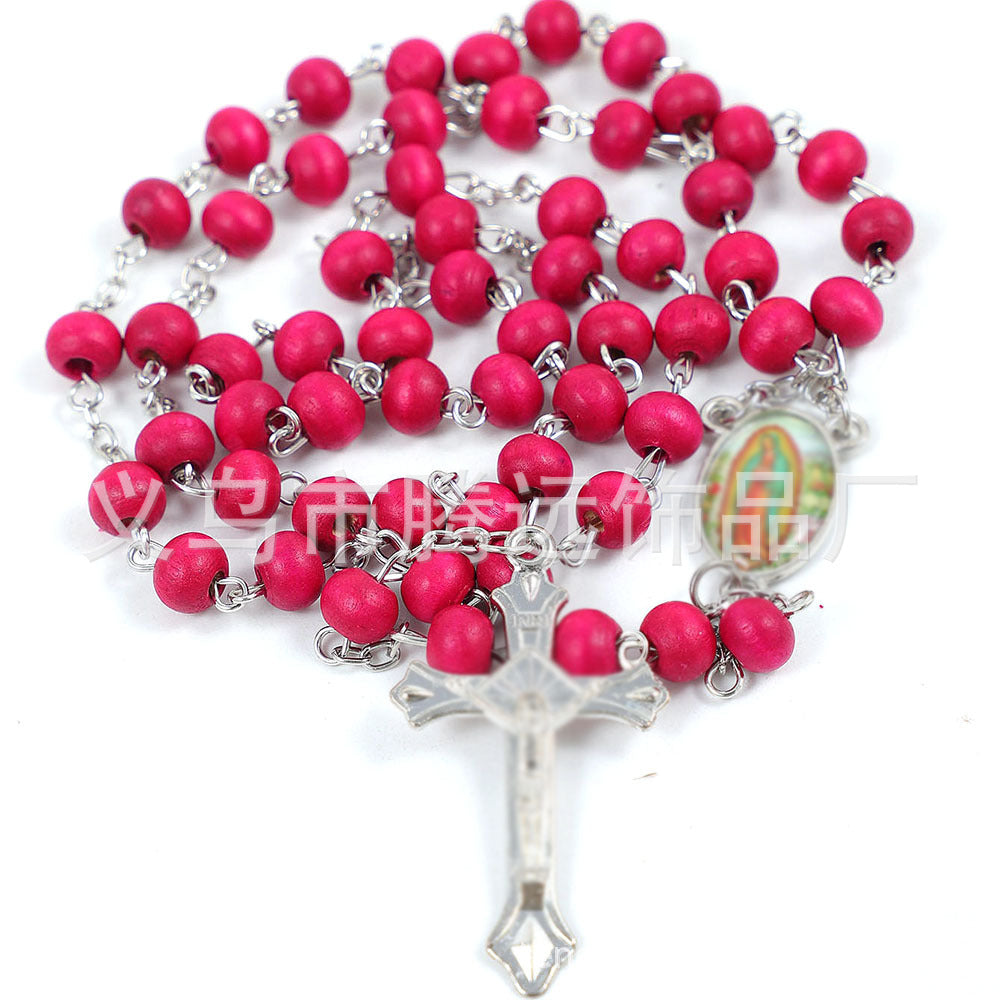 Women's & Men's Bead Religious Cross Lady Of Guadalupe Necklaces