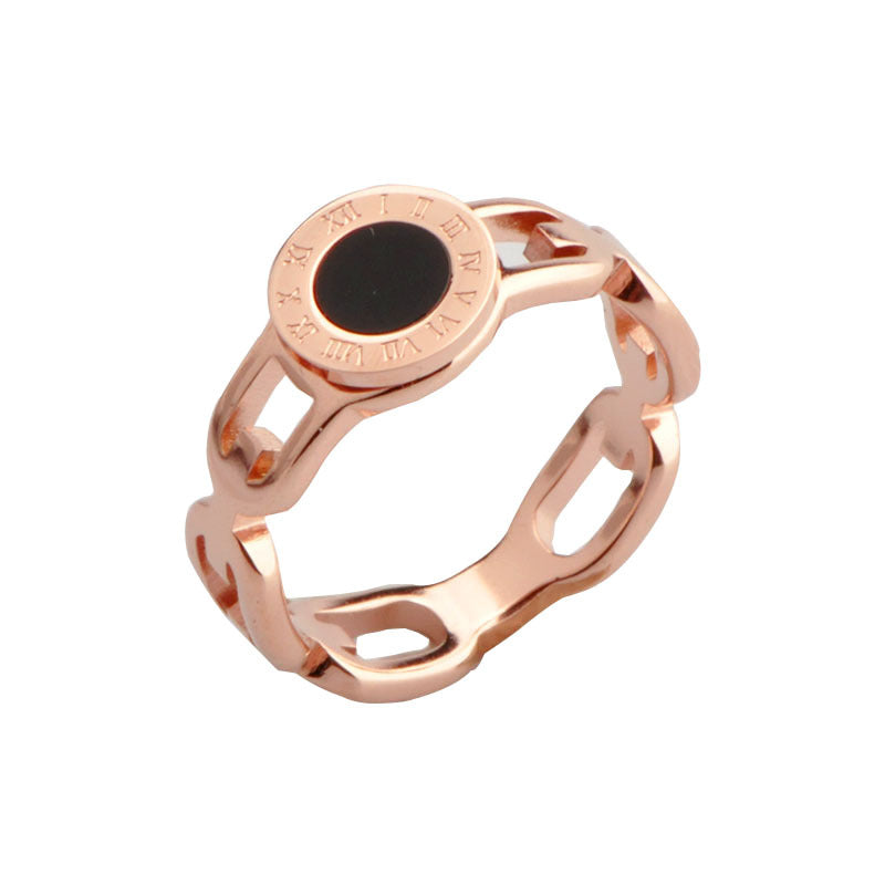 Personality Hollow Out Roman Numeral Black Circle Rings