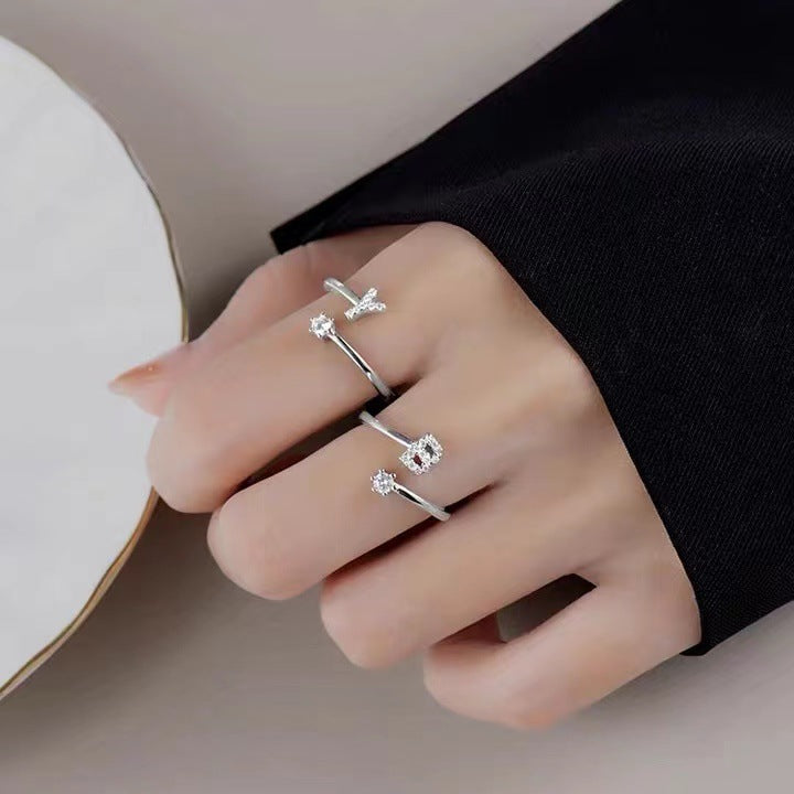 Women's Sterling Sier High-grade Letters Fashion Personality Rings