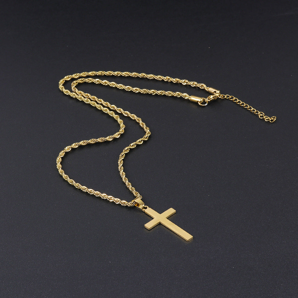 Men's Chain Cross Simple Stylish Glossy Couple Necklaces