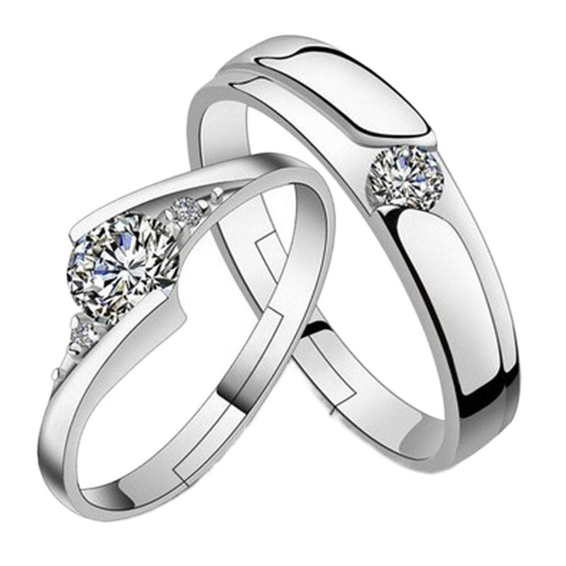 Rhinestone Zircon Couple Korean Style Simple Stylish Opening Adjustable Rings
