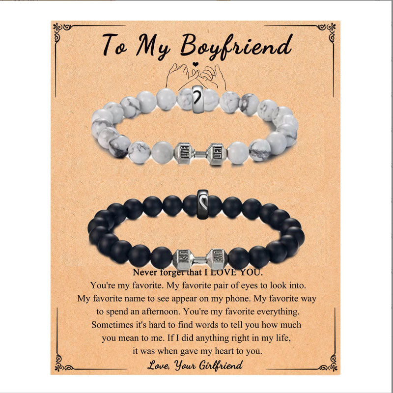 Couple Pair Suit Black White Beaded Bracelets