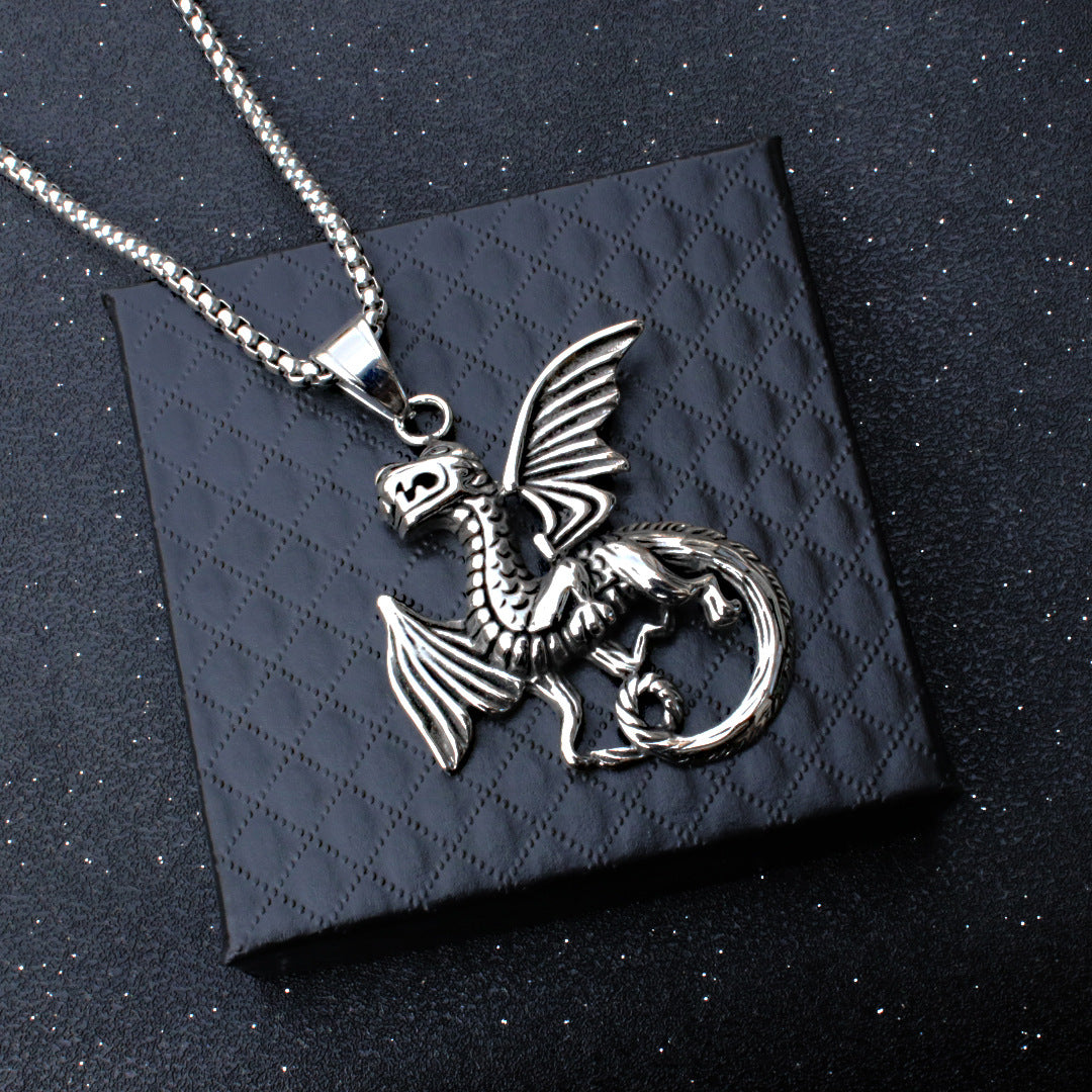Men's Sword Darkness Dragon Fighter Titanium Steel Necklaces