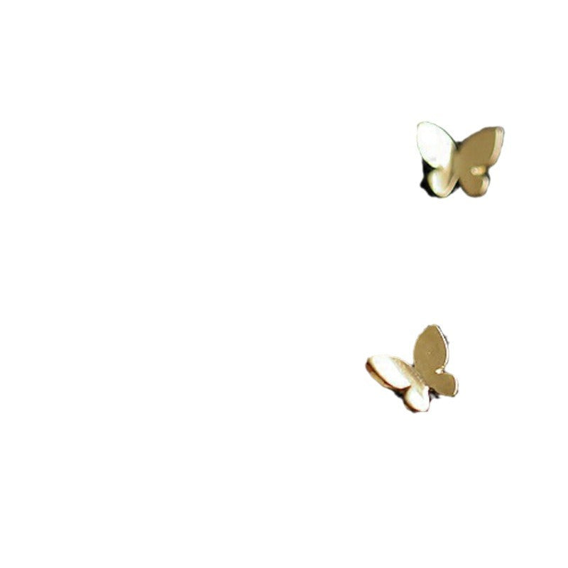 Women's Sterling Sier Gold-plated Glossy Mini Shiny Butterfly Stud Earrings