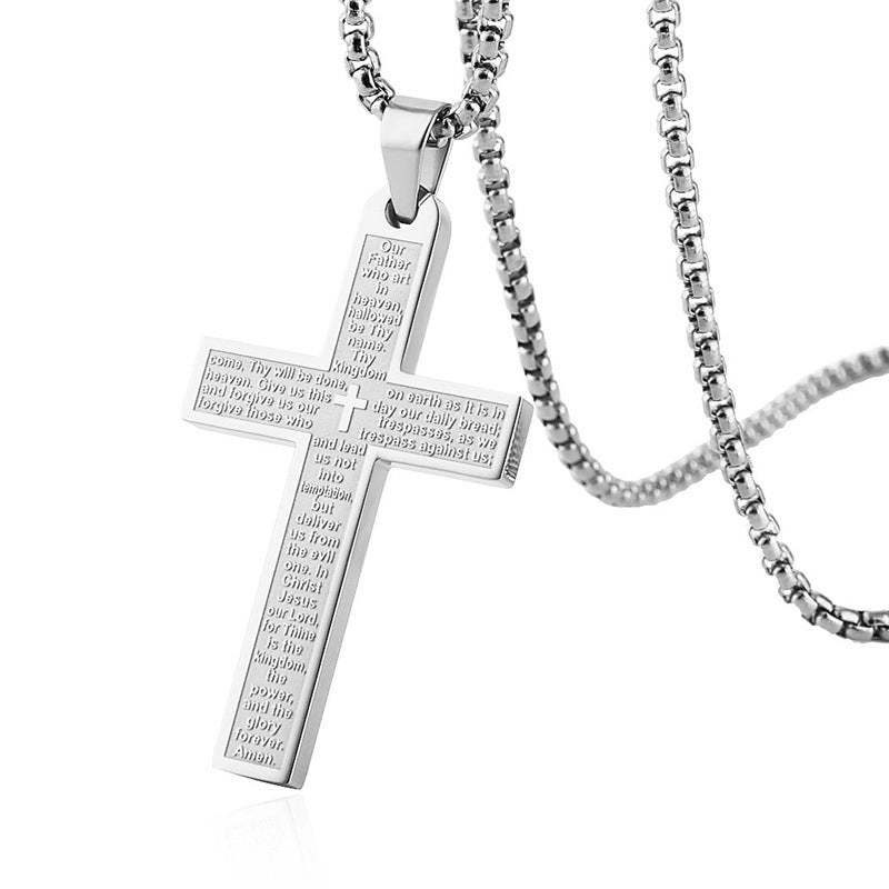 Ornament Stainless Steel Cross Shelf Scripture Necklaces