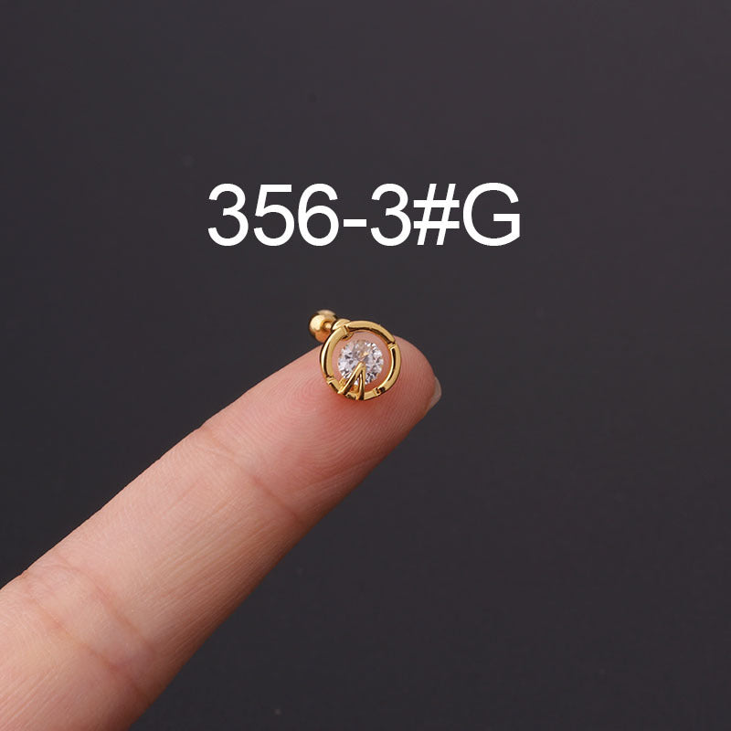Twist Ball Ear Bone Piercing Zircon Earrings