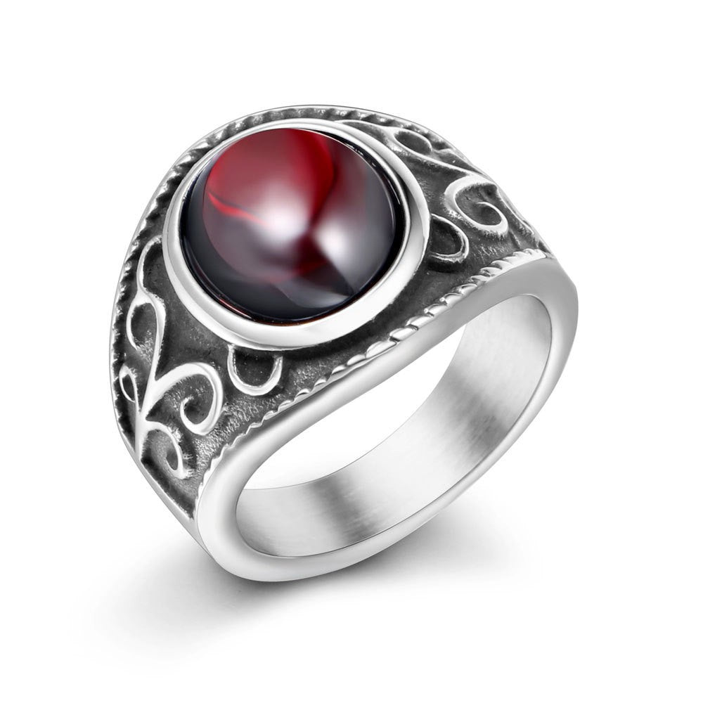 Pomegranate Ruby Temperament Male Hip Hop Rings