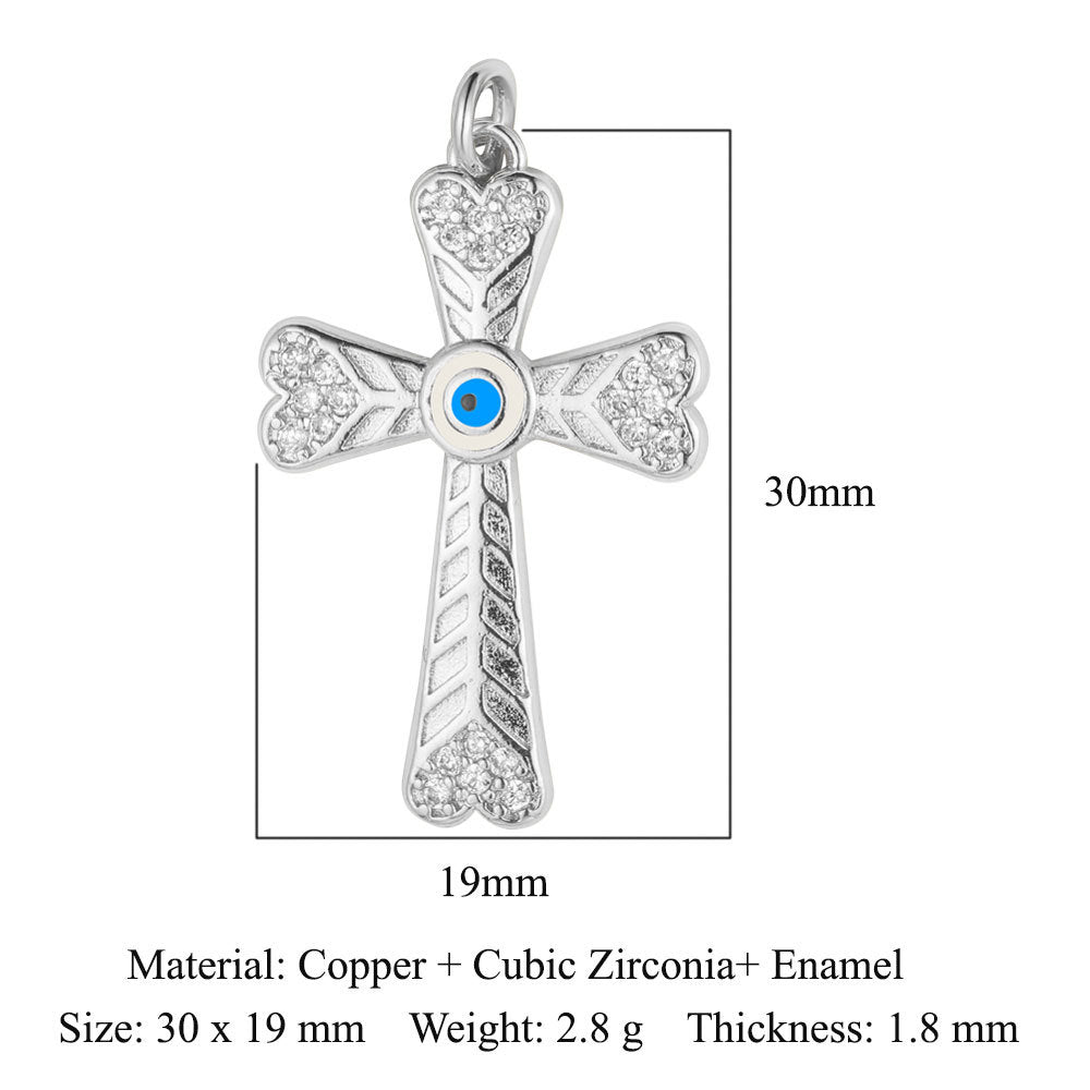 Copper Zircon Ornament Accessories Cross Love Pendants