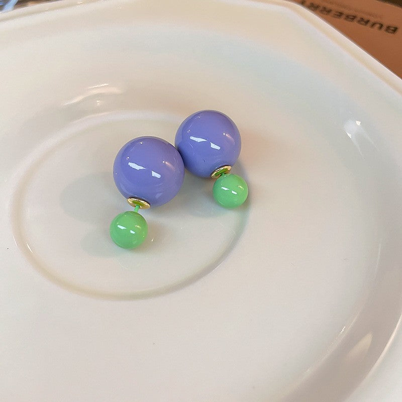 Women's Sier Needle Pearl Round Niche Elegant Earrings