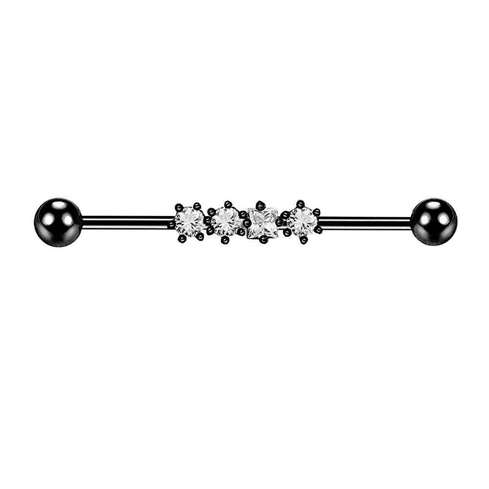 Industrial Barbell Ear External Thread Piercing Bridge Double Straight Rod Stud Earrings