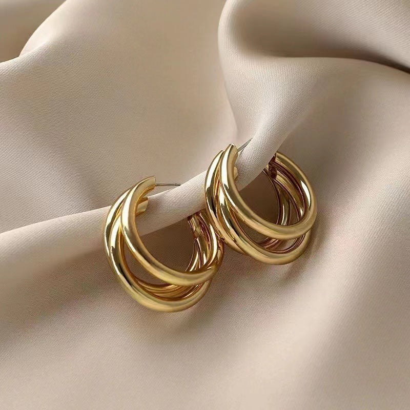 Women's Sier Needle Retro Geometric Metal Design Earrings