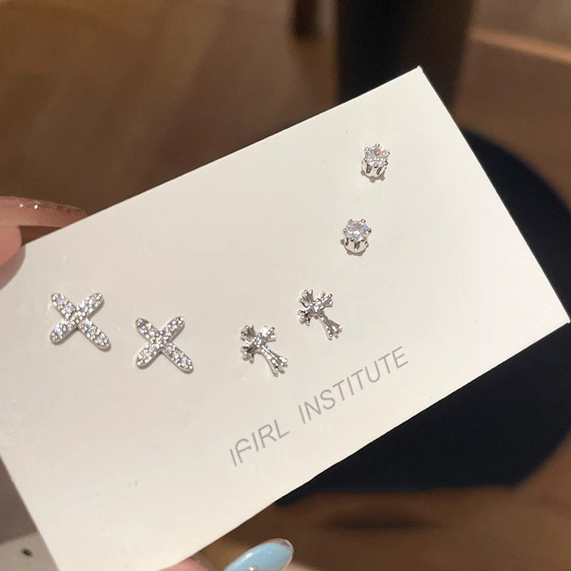 Women's Light Luxury Zircon Cross Unique Small Rings